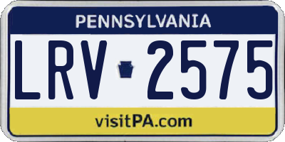 PA license plate LRV2575