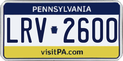 PA license plate LRV2600