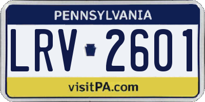 PA license plate LRV2601