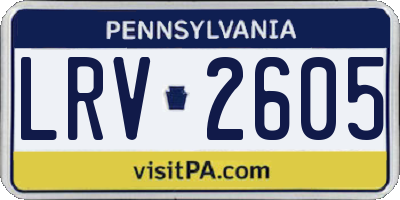 PA license plate LRV2605