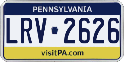 PA license plate LRV2626