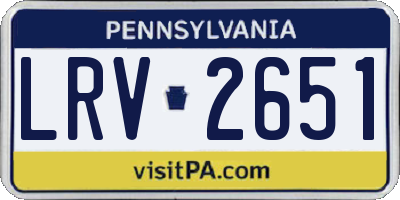 PA license plate LRV2651