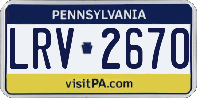 PA license plate LRV2670