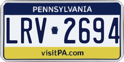 PA license plate LRV2694