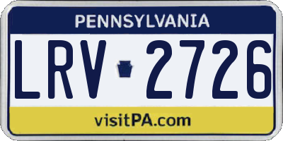 PA license plate LRV2726