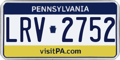 PA license plate LRV2752