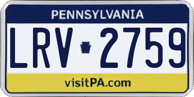 PA license plate LRV2759