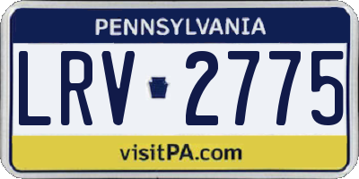 PA license plate LRV2775