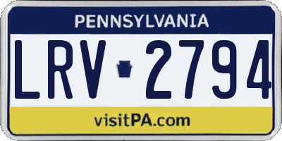 PA license plate LRV2794