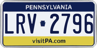 PA license plate LRV2796