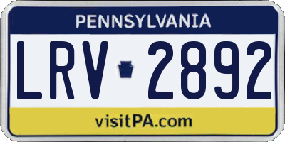 PA license plate LRV2892