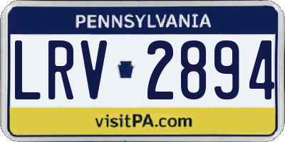 PA license plate LRV2894