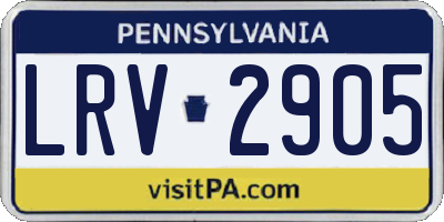 PA license plate LRV2905