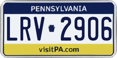 PA license plate LRV2906