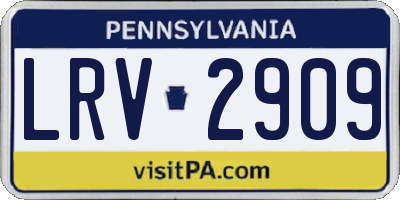 PA license plate LRV2909