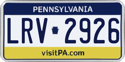 PA license plate LRV2926