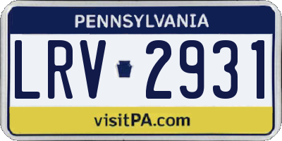 PA license plate LRV2931