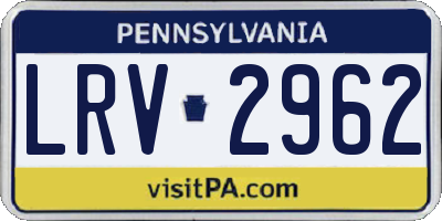 PA license plate LRV2962