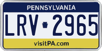 PA license plate LRV2965