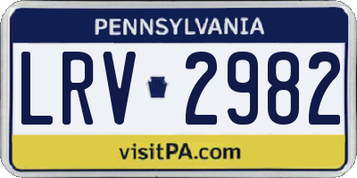 PA license plate LRV2982