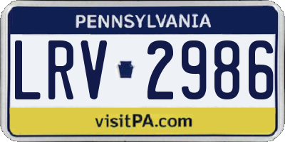PA license plate LRV2986