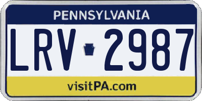PA license plate LRV2987