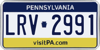 PA license plate LRV2991