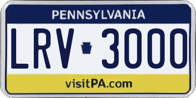 PA license plate LRV3000
