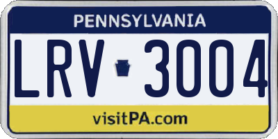 PA license plate LRV3004