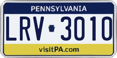PA license plate LRV3010