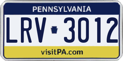 PA license plate LRV3012