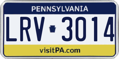 PA license plate LRV3014