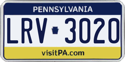 PA license plate LRV3020