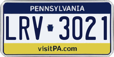 PA license plate LRV3021