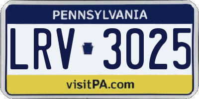 PA license plate LRV3025