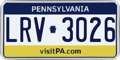 PA license plate LRV3026