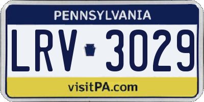 PA license plate LRV3029
