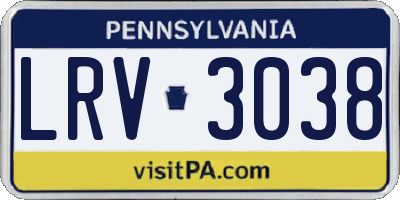 PA license plate LRV3038