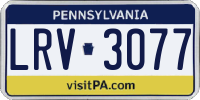 PA license plate LRV3077