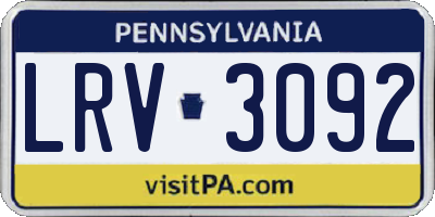 PA license plate LRV3092