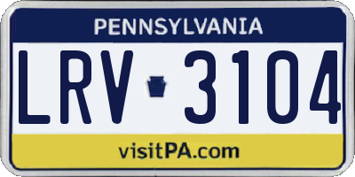 PA license plate LRV3104