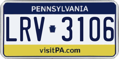 PA license plate LRV3106