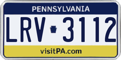 PA license plate LRV3112