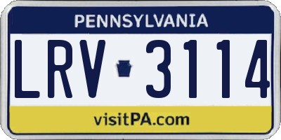 PA license plate LRV3114