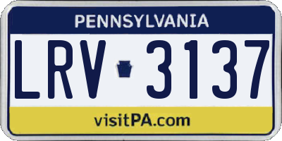 PA license plate LRV3137