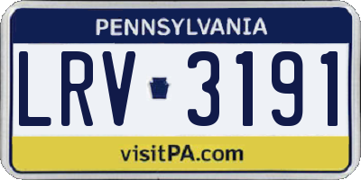 PA license plate LRV3191