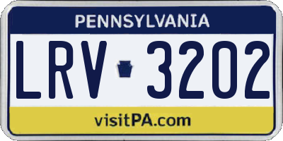 PA license plate LRV3202