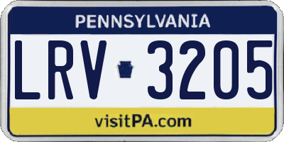 PA license plate LRV3205