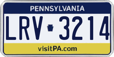 PA license plate LRV3214