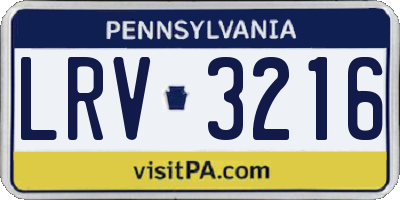 PA license plate LRV3216